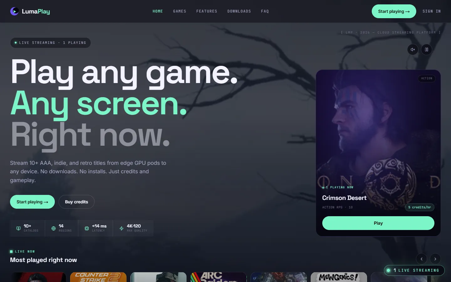 LumaPlay home page